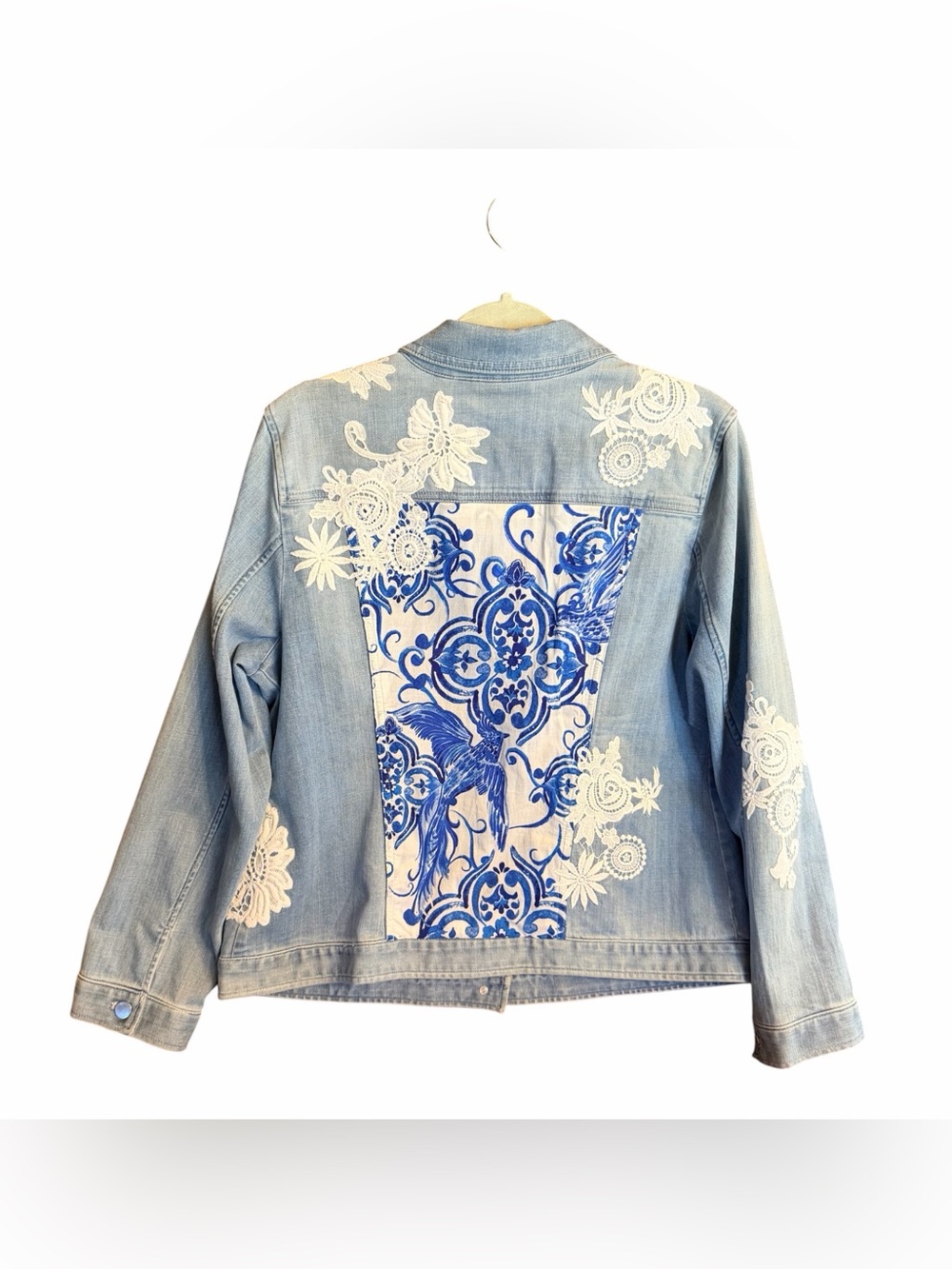 Chico's Embroidered Denim Jacket Size Large